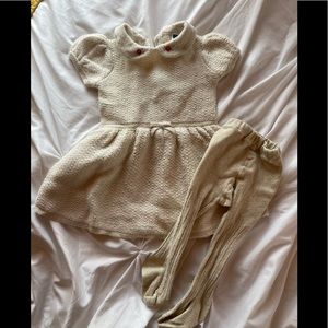 Janie and Jack Baby Girls Gold Sweater Dress size 6-12 months